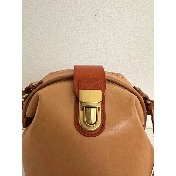 Old Trend Vintage Doctor Bucket Leather Crossbody Bag Handle Strap Brown Buckle - Picture 3 of 16